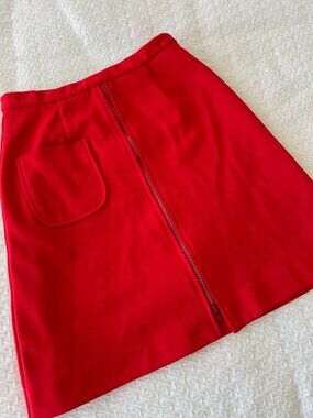 1960s Red Zip Up Front Mini Skirt Skort - Sweet Swinger - Size 12